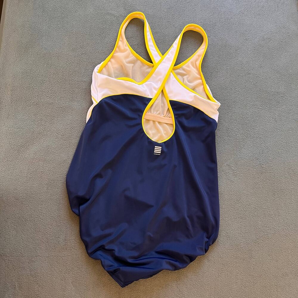Lands' End Swimsuit Womens Size 16 Navy Blue White One Piece Bathing Suit Beach - Picture 4 of 7